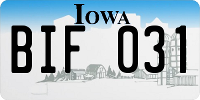IA license plate BIF031