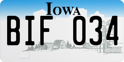 IA license plate BIF034