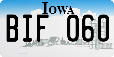 IA license plate BIF060