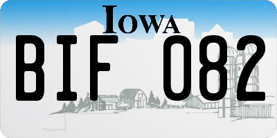 IA license plate BIF082