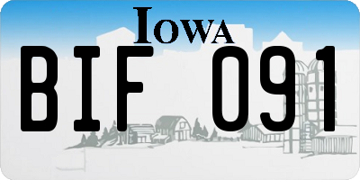 IA license plate BIF091