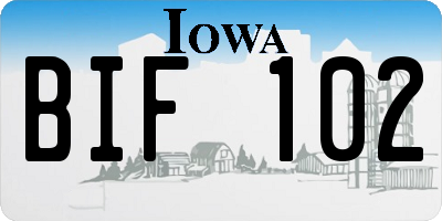 IA license plate BIF102
