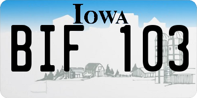 IA license plate BIF103