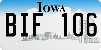 IA license plate BIF106