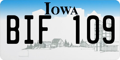 IA license plate BIF109