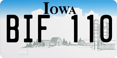 IA license plate BIF110