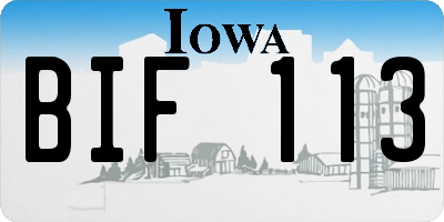 IA license plate BIF113