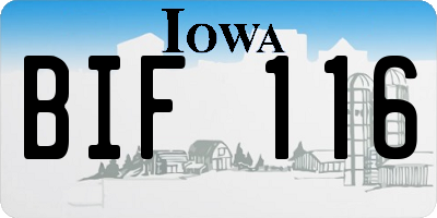 IA license plate BIF116
