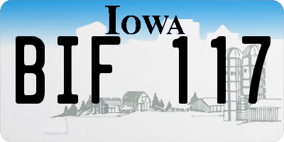 IA license plate BIF117
