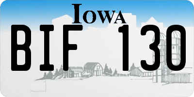 IA license plate BIF130