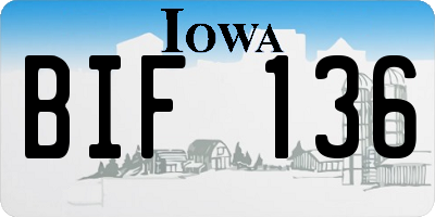 IA license plate BIF136
