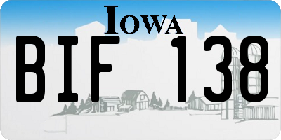 IA license plate BIF138