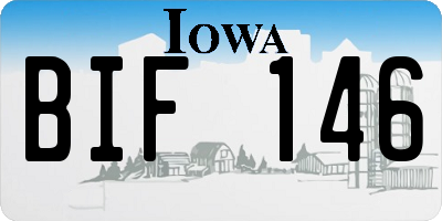 IA license plate BIF146