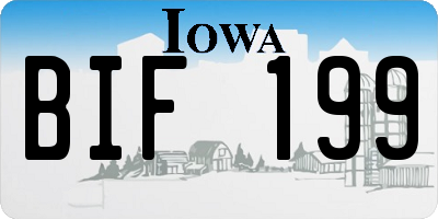 IA license plate BIF199