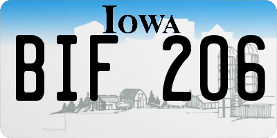 IA license plate BIF206