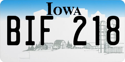 IA license plate BIF218