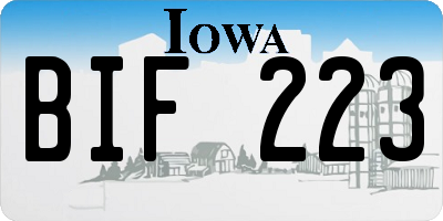IA license plate BIF223