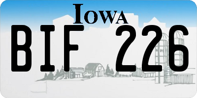 IA license plate BIF226