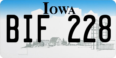 IA license plate BIF228