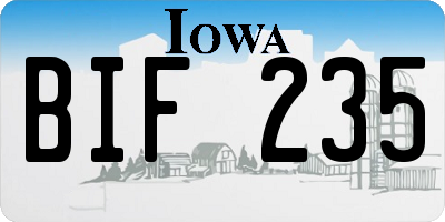 IA license plate BIF235