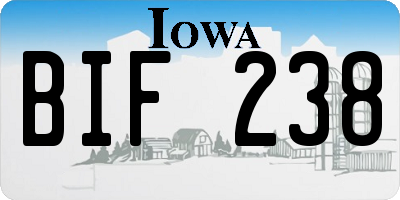 IA license plate BIF238