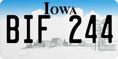 IA license plate BIF244