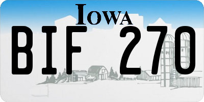 IA license plate BIF270