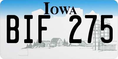 IA license plate BIF275