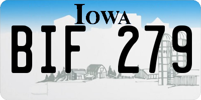 IA license plate BIF279