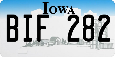 IA license plate BIF282