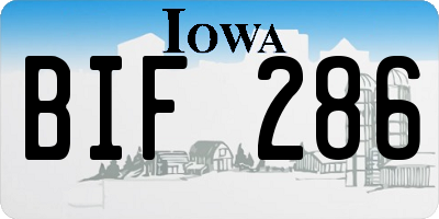 IA license plate BIF286