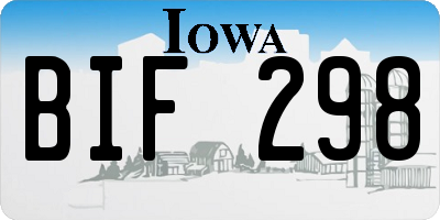 IA license plate BIF298