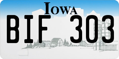 IA license plate BIF303