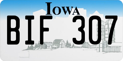 IA license plate BIF307