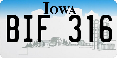 IA license plate BIF316