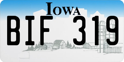 IA license plate BIF319