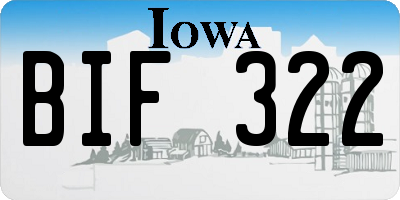 IA license plate BIF322