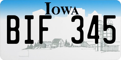 IA license plate BIF345