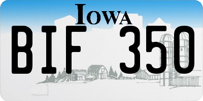 IA license plate BIF350