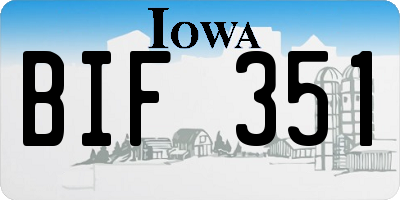 IA license plate BIF351
