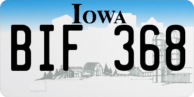IA license plate BIF368