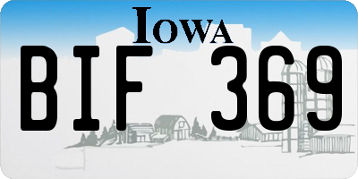 IA license plate BIF369