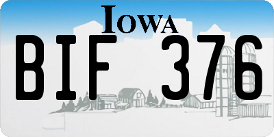 IA license plate BIF376