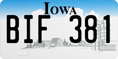 IA license plate BIF381