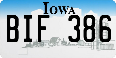 IA license plate BIF386