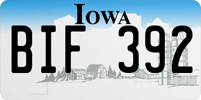 IA license plate BIF392