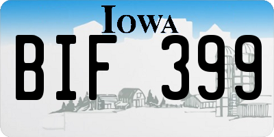 IA license plate BIF399