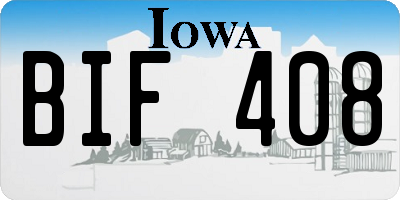 IA license plate BIF408