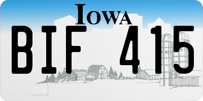 IA license plate BIF415