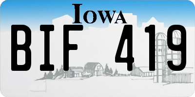 IA license plate BIF419